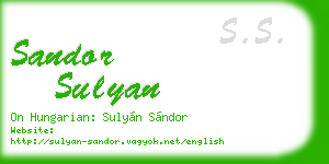 sandor sulyan business card